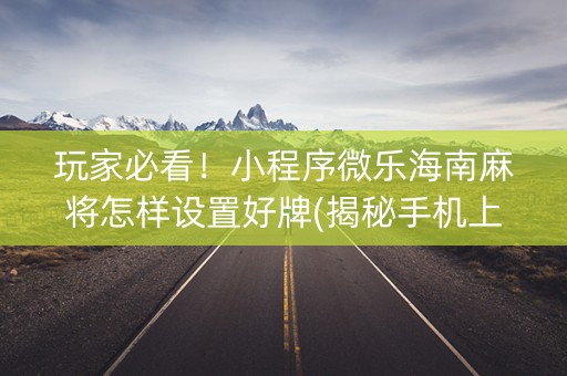 玩家必看！小程序微乐海南麻将怎样设置好牌(揭秘手机上插件购买)