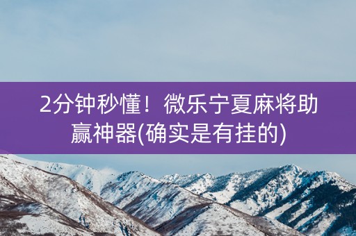 2分钟秒懂！微乐宁夏麻将助赢神器(确实是有挂的)