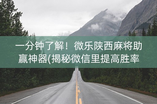 一分钟了解！微乐陕西麻将助赢神器(揭秘微信里提高胜率)
