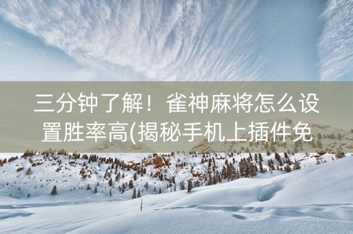 三分钟了解！雀神麻将怎么设置胜率高(揭秘手机上插件免费)