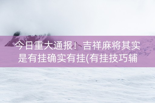 今日重大通报！吉祥麻将其实是有挂确实有挂(有挂技巧辅助器)