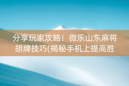 分享玩家攻略！微乐山东麻将胡牌技巧(揭秘手机上提高胜率)