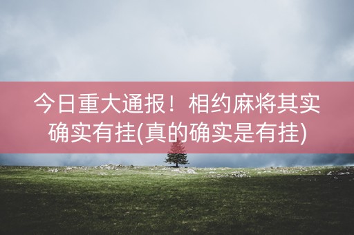 今日重大通报！相约麻将其实确实有挂(真的确实是有挂)