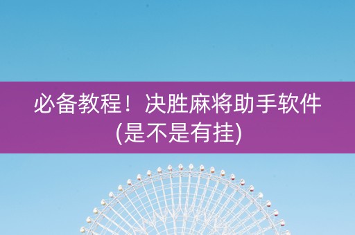 必备教程！决胜麻将助手软件(是不是有挂)