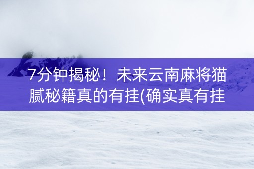 7分钟揭秘！未来云南麻将猫腻秘籍真的有挂(确实真有挂)