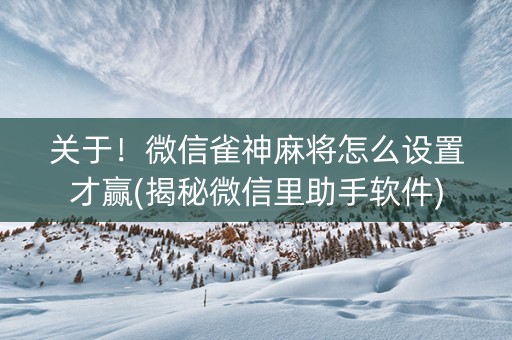 关于！微信雀神麻将怎么设置才赢(揭秘微信里助手软件)