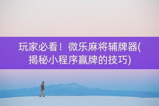 玩家必看！微乐麻将辅牌器(揭秘小程序赢牌的技巧)