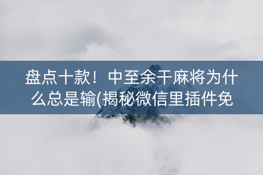 盘点十款！中至余干麻将为什么总是输(揭秘微信里插件免费)