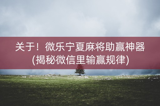 关于！微乐宁夏麻将助赢神器(揭秘微信里输赢规律)