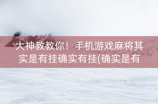 大神教教你！手机游戏麻将其实是有挂确实有挂(确实是有挂)