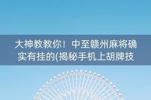大神教教你！中至赣州麻将确实有挂的(揭秘手机上胡牌技巧)