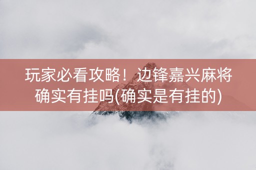 玩家必看攻略！边锋嘉兴麻将确实有挂吗(确实是有挂的)