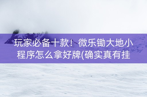 玩家必备十款！微乐锄大地小程序怎么拿好牌(确实真有挂)
