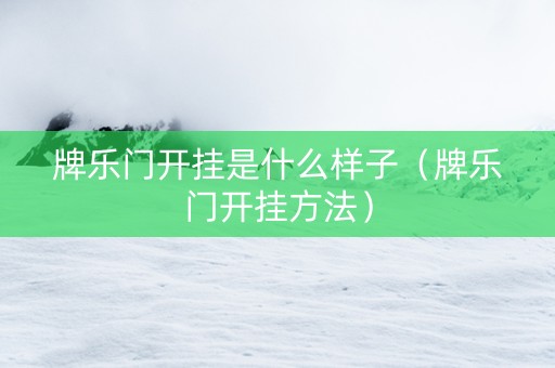 牌乐门开挂是什么样子（牌乐门开挂方法）