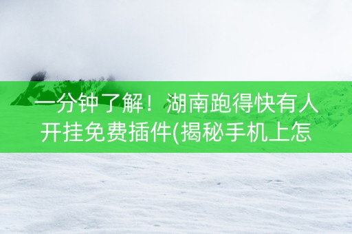 一分钟了解！湖南跑得快有人开挂免费插件(揭秘手机上怎么容易赢)