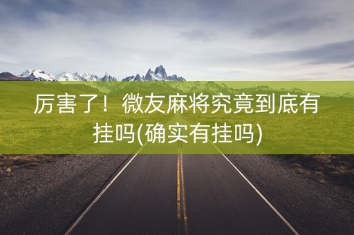 厉害了！微友麻将究竟到底有挂吗(确实有挂吗)