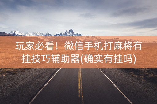 玩家必看！微信手机打麻将有挂技巧辅助器(确实有挂吗)