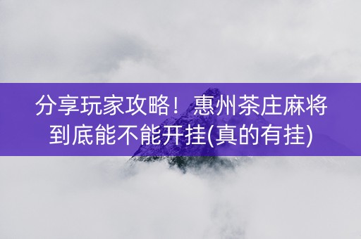 分享玩家攻略！惠州茶庄麻将到底能不能开挂(真的有挂)