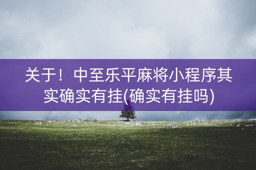 关于！中至乐平麻将小程序其实确实有挂(确实有挂吗)