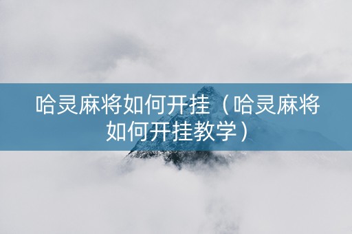 哈灵麻将如何开挂（哈灵麻将如何开挂教学）