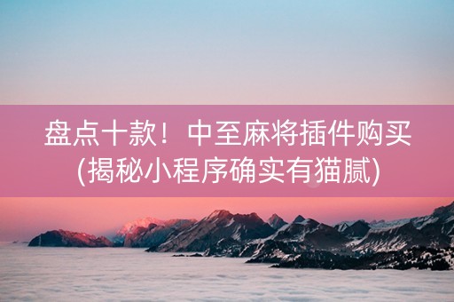 盘点十款！中至麻将插件购买(揭秘小程序确实有猫腻)