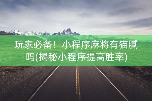 玩家必备！小程序麻将有猫腻吗(揭秘小程序提高胜率)