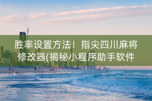 胜率设置方法！指尖四川麻将修改器(揭秘小程序助手软件)