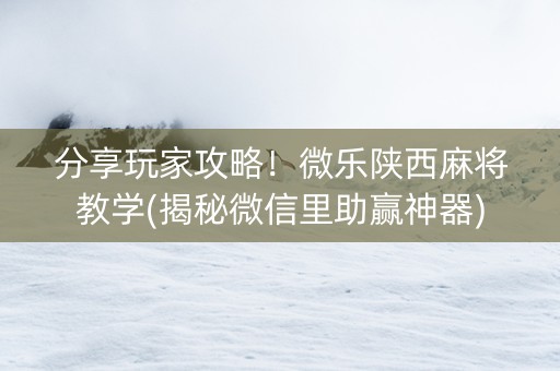 分享玩家攻略！微乐陕西麻将教学(揭秘微信里助赢神器)
