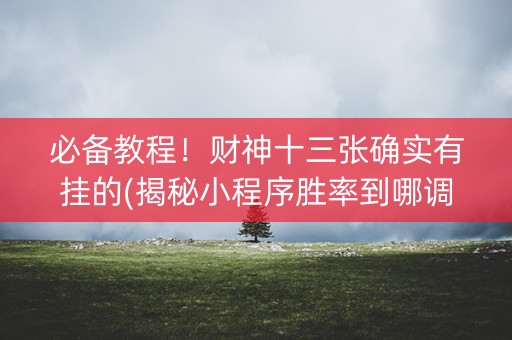 必备教程！财神十三张确实有挂的(揭秘小程序胜率到哪调)