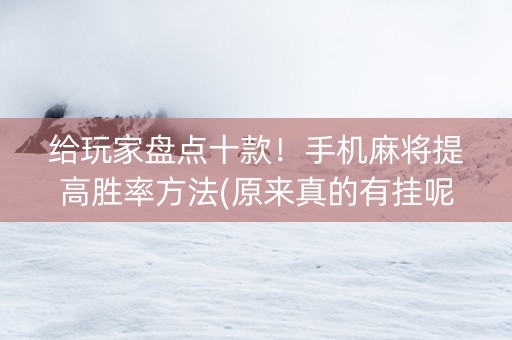 给玩家盘点十款！手机麻将提高胜率方法(原来真的有挂呢)