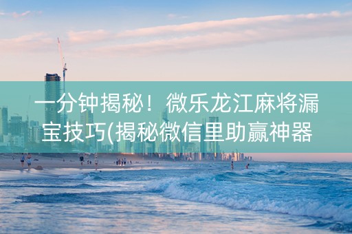 一分钟揭秘！微乐龙江麻将漏宝技巧(揭秘微信里助赢神器购买)