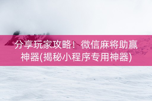 分享玩家攻略！微信麻将助赢神器(揭秘小程序专用神器)