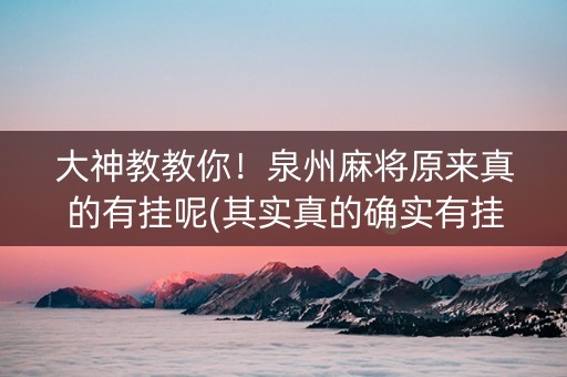 大神教教你！泉州麻将原来真的有挂呢(其实真的确实有挂)
