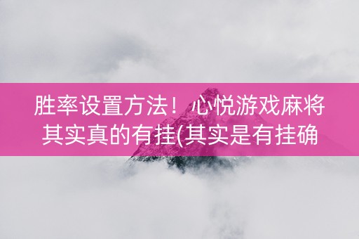 胜率设置方法！心悦游戏麻将其实真的有挂(其实是有挂确实有挂)