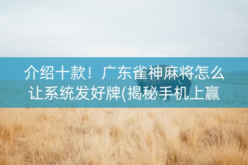 介绍十款！广东雀神麻将怎么让系统发好牌(揭秘手机上赢的秘诀)