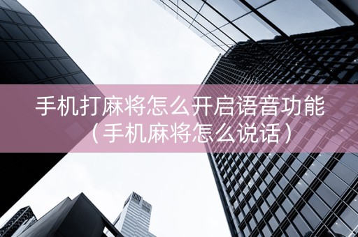 手机打麻将怎么开启语音功能（手机麻将怎么说话）