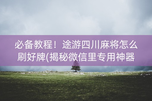 必备教程！途游四川麻将怎么刷好牌(揭秘微信里专用神器)