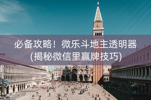 必备攻略！微乐斗地主透明器(揭秘微信里赢牌技巧)