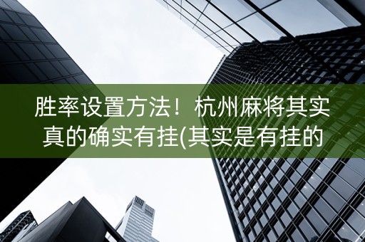 胜率设置方法！杭州麻将其实真的确实有挂(其实是有挂的)