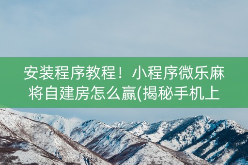 安装程序教程！小程序微乐麻将自建房怎么赢(揭秘手机上确实有猫腻)