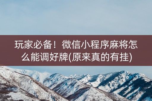 玩家必备！微信小程序麻将怎么能调好牌(原来真的有挂)