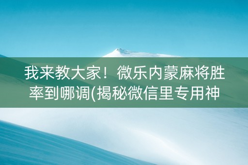 我来教大家！微乐内蒙麻将胜率到哪调(揭秘微信里专用神器)