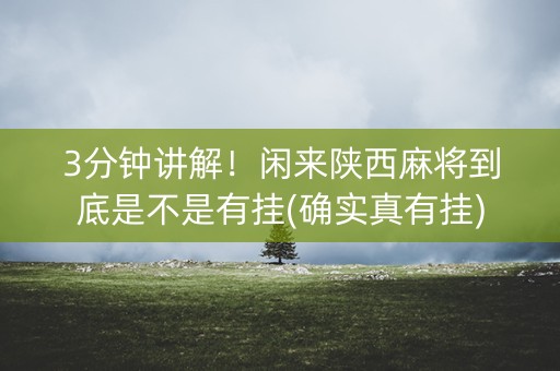 3分钟讲解！闲来陕西麻将到底是不是有挂(确实真有挂)