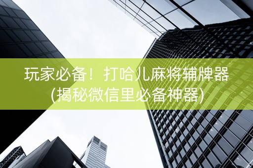 玩家必备！打哈儿麻将辅牌器(揭秘微信里必备神器)