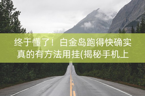 终于懂了！白金岛跑得快确实真的有方法用挂(揭秘手机上提高赢的概率)