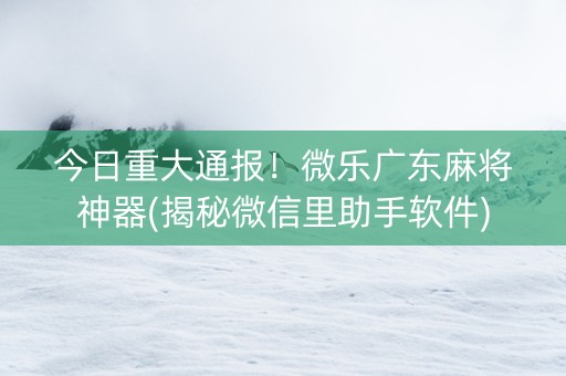 今日重大通报！微乐广东麻将神器(揭秘微信里助手软件)