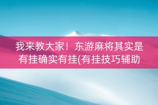 我来教大家！东游麻将其实是有挂确实有挂(有挂技巧辅助器)