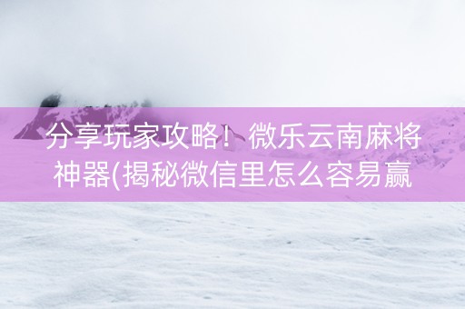 分享玩家攻略！微乐云南麻将神器(揭秘微信里怎么容易赢)