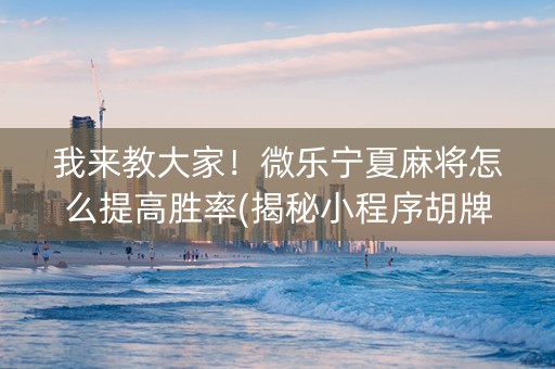 我来教大家！微乐宁夏麻将怎么提高胜率(揭秘小程序胡牌神器)