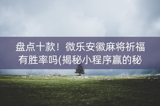 盘点十款！微乐安徽麻将祈福有胜率吗(揭秘小程序赢的秘诀)